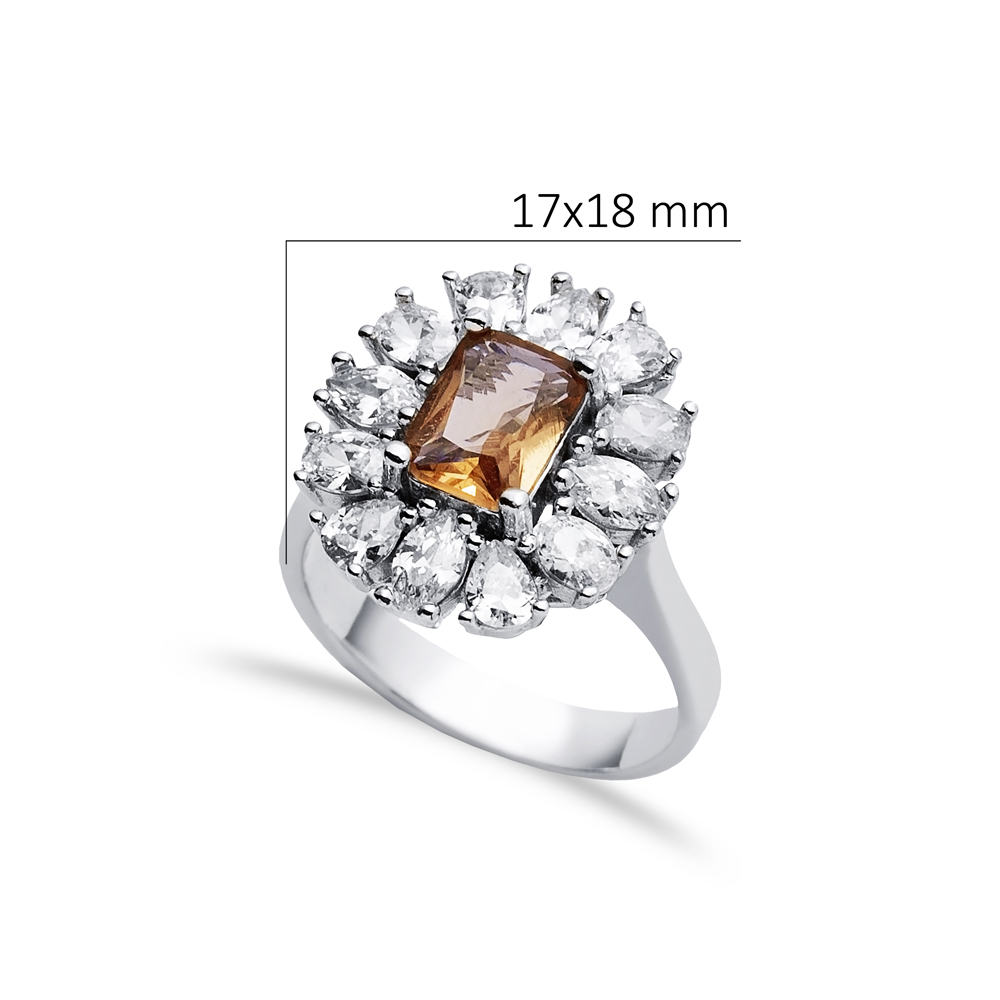 17x18 mm Rectangle Cut Silver Cluster Zultanite Ring