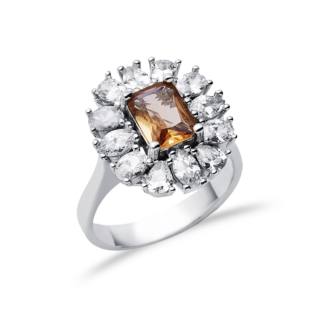 17x18 mm Rectangle Cut Silver Cluster Zultanite Ring