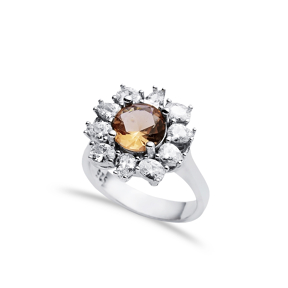 Ø17 mm Round Cut Silver Cluster Zultanite Ring