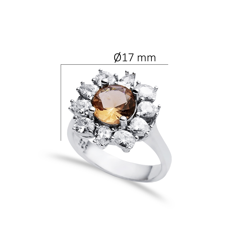Ø17 mm Round Cut Silver Cluster Zultanite Ring