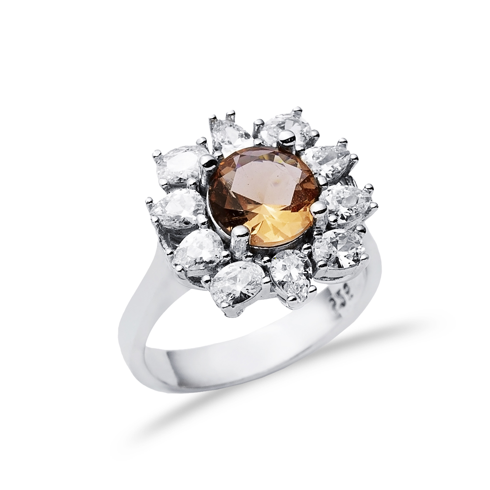 Ø17 mm Round Cut Silver Cluster Zultanite Ring