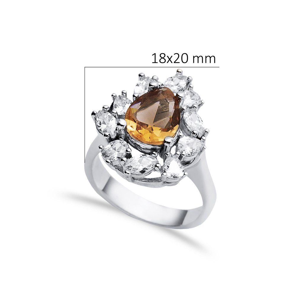 18x20 mm Pear Cut Silver Cluster Zultanite Ring