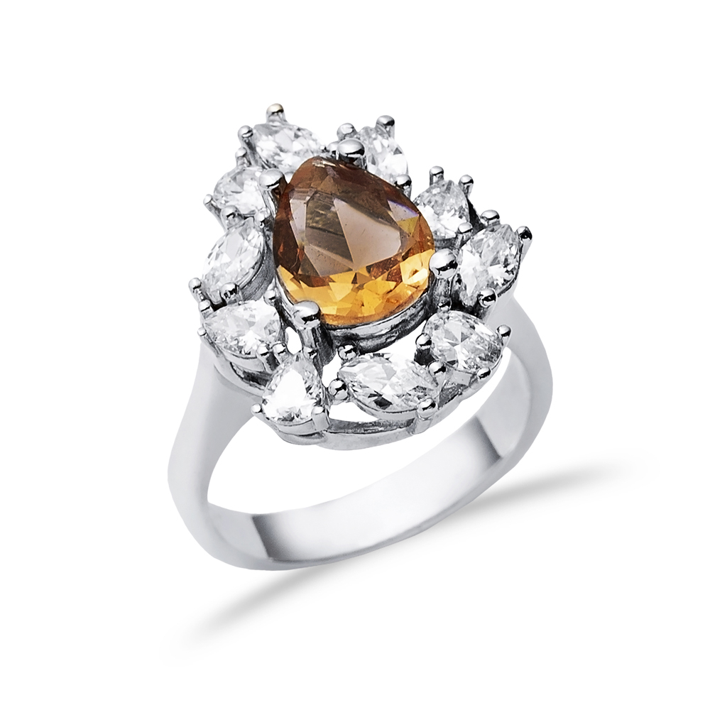 18x20 mm Pear Cut Silver Cluster Zultanite Ring