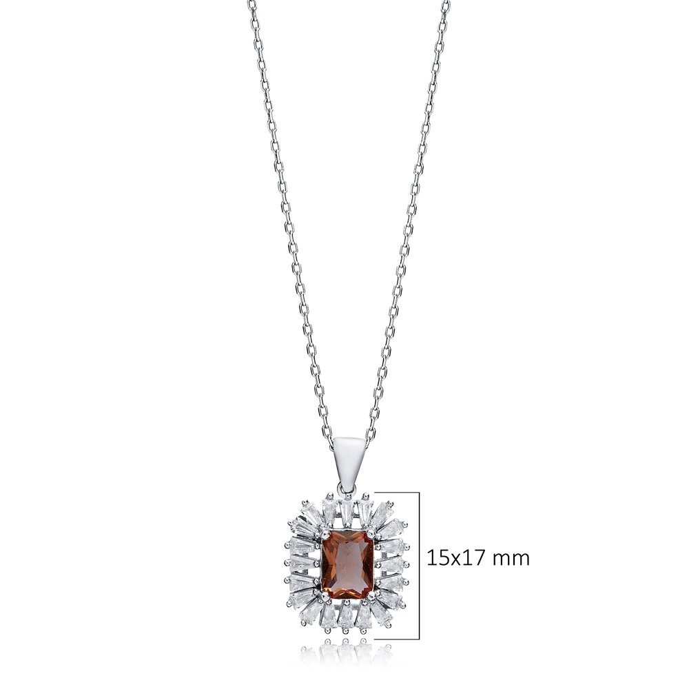 15x17 Baguette Silver Charm Zultanite Necklace