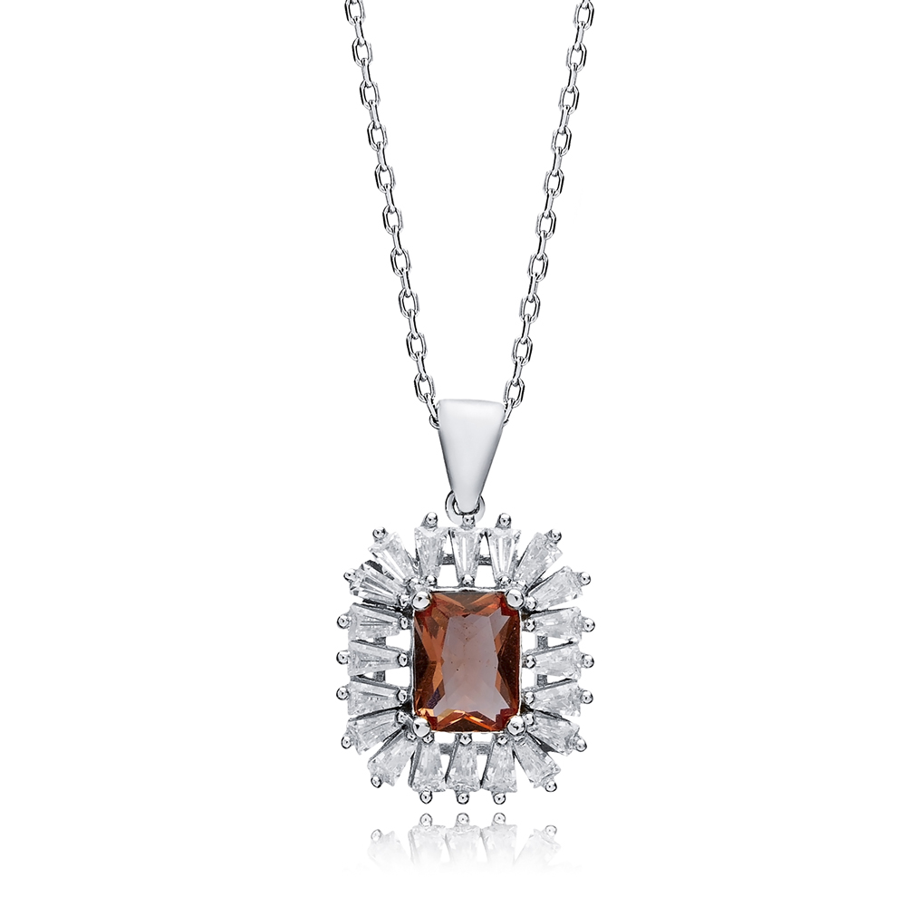 15x17 Baguette Silver Charm Zultanite Necklace