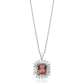 17x19 Baguette Silver Charm Zultanite Necklace
