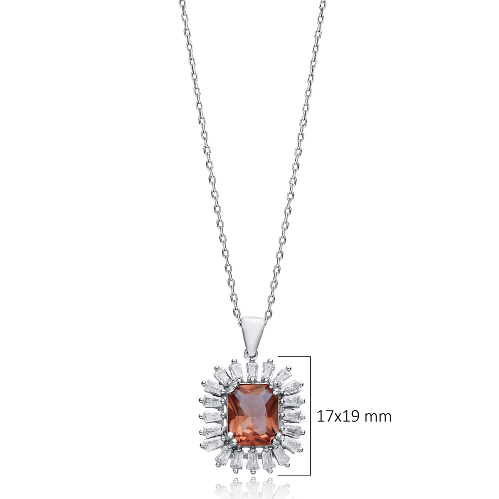 17x19 Baguette Silver Charm Zultanite Necklace