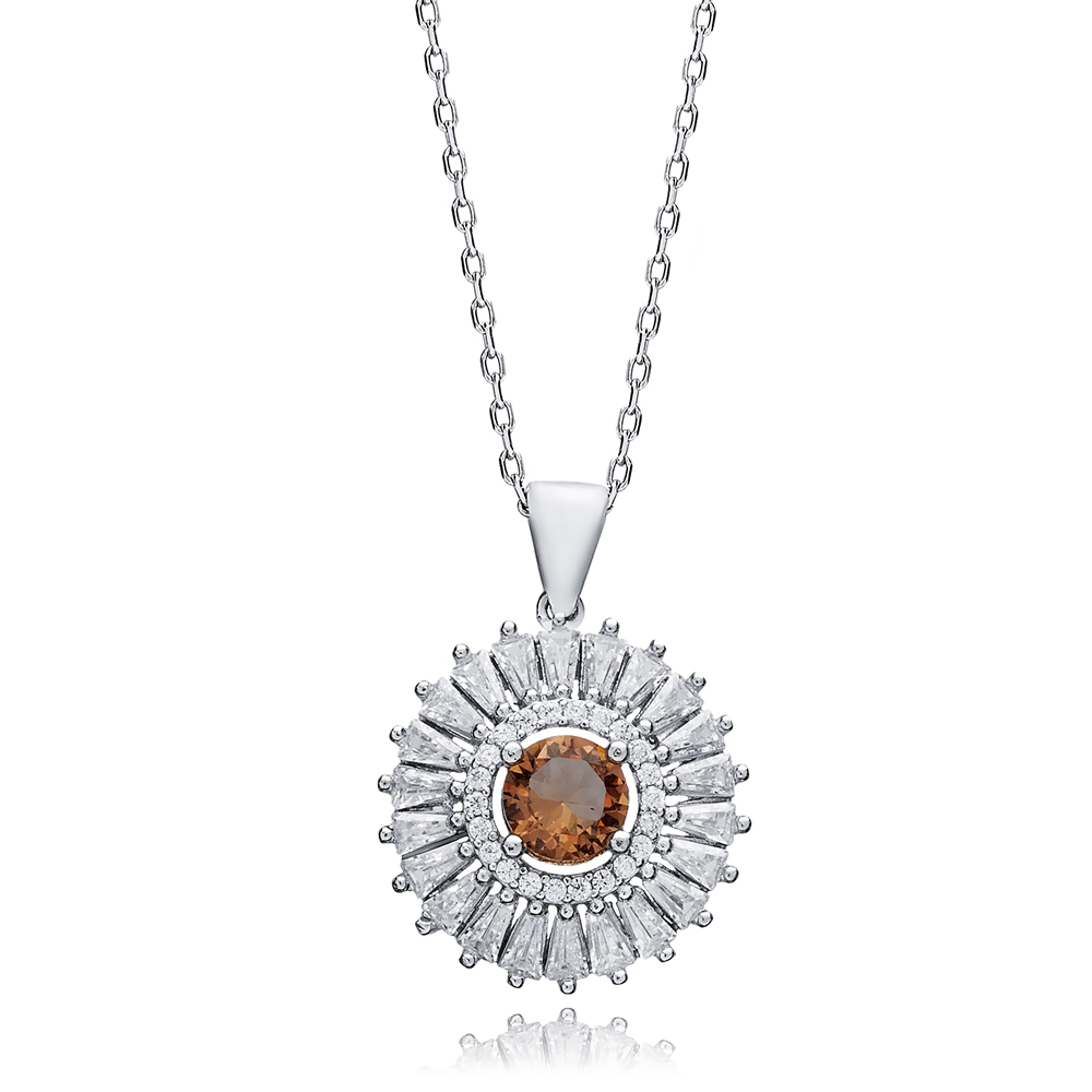 Ø18 mm Round Silver Charm Zultanite Necklace