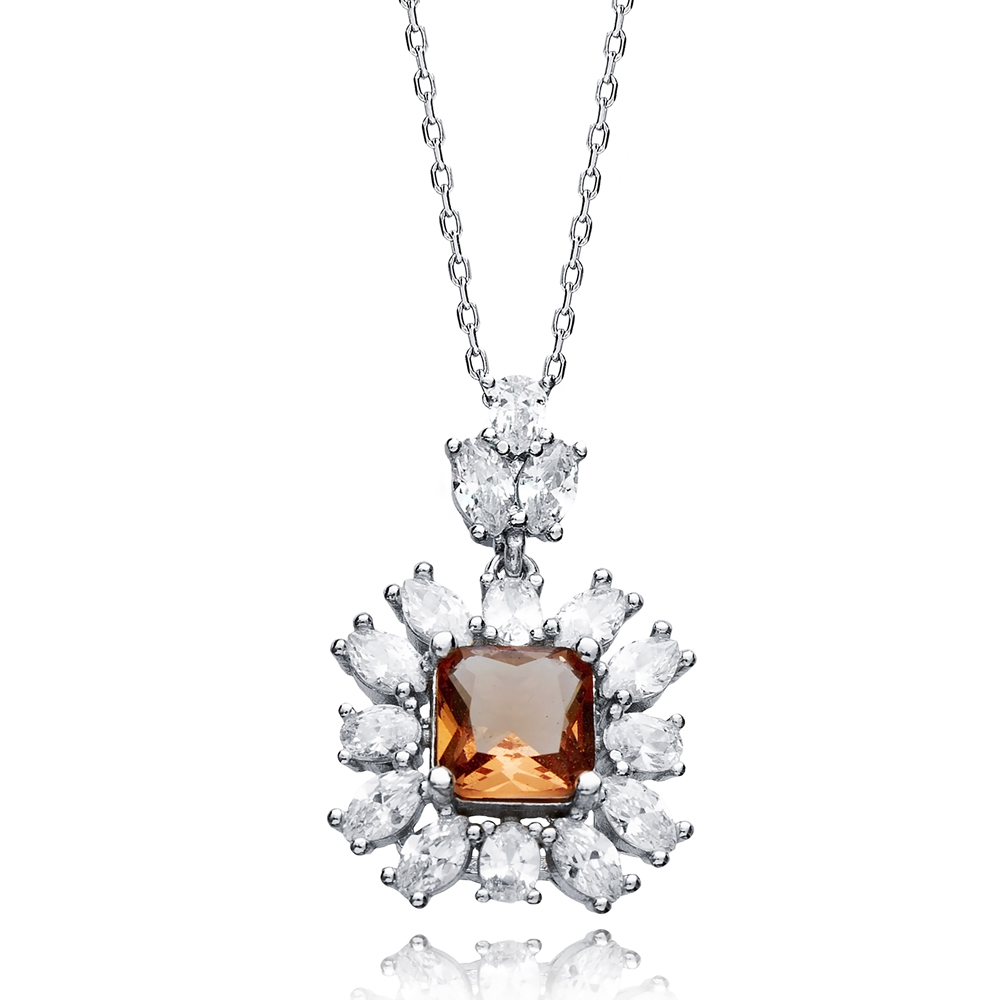 Dainty Stony Geometric CZ Zultanite Necklace