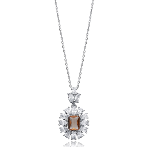 Baguette Stony Geometric CZ Zultanite Necklace