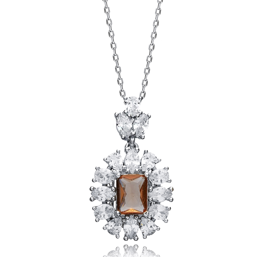 Baguette Stony Geometric CZ Zultanite Necklace