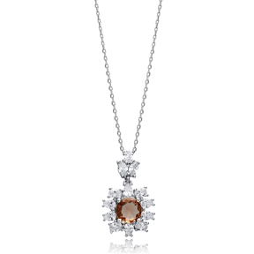 Ø17 mm Round Stony CZ Zultanite Necklace