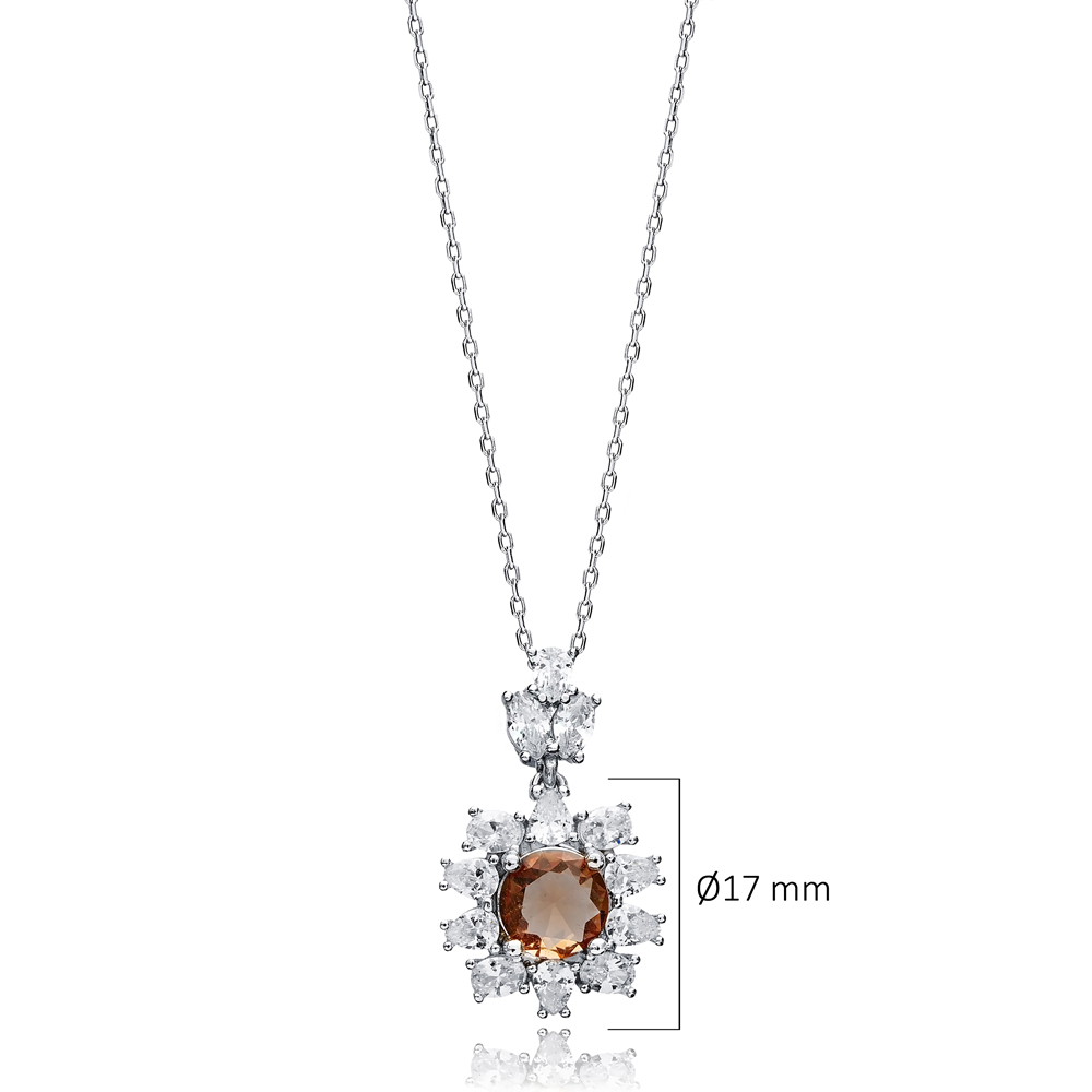 Ø17 mm Round Stony CZ Zultanite Necklace