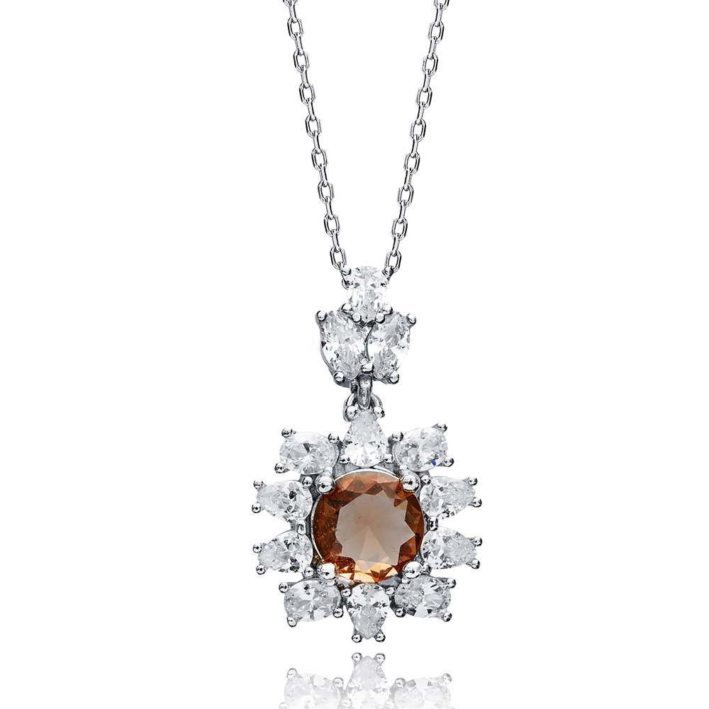 Ø17 mm Round Stony CZ Zultanite Necklace