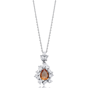 Stony Pear Shape CZ Zultanite Necklace