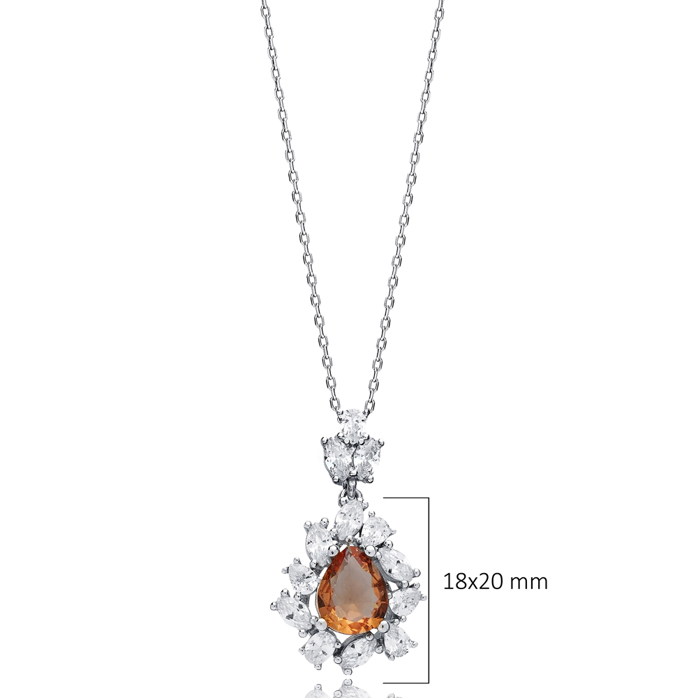 Stony Pear Shape CZ Zultanite Necklace