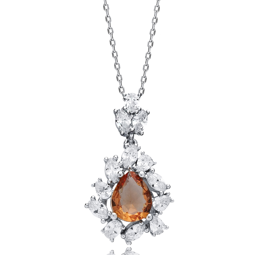 Stony Pear Shape CZ Zultanite Necklace