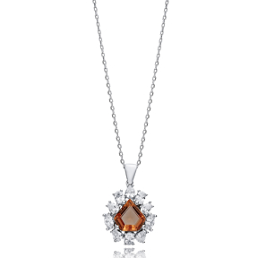 Diamond Design Charm Stony Zultanite Necklace