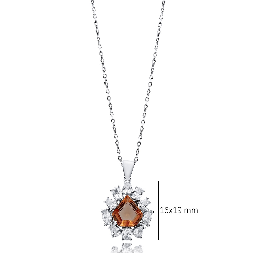 Diamond Design Charm Stony Zultanite Necklace