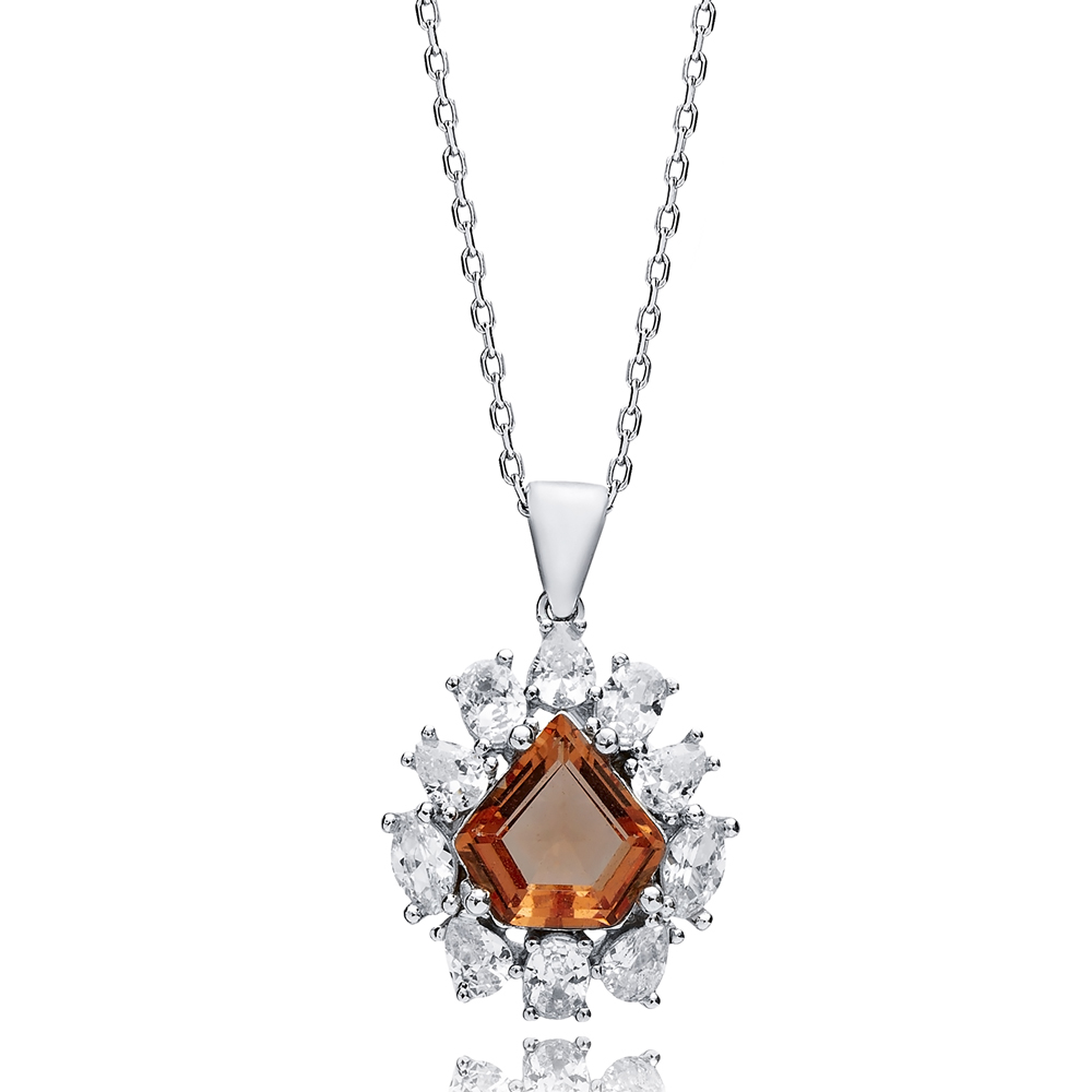 Diamond Design Charm Stony Zultanite Necklace