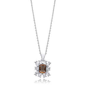 CZ Stone Baguette Stony Zultanite Necklace