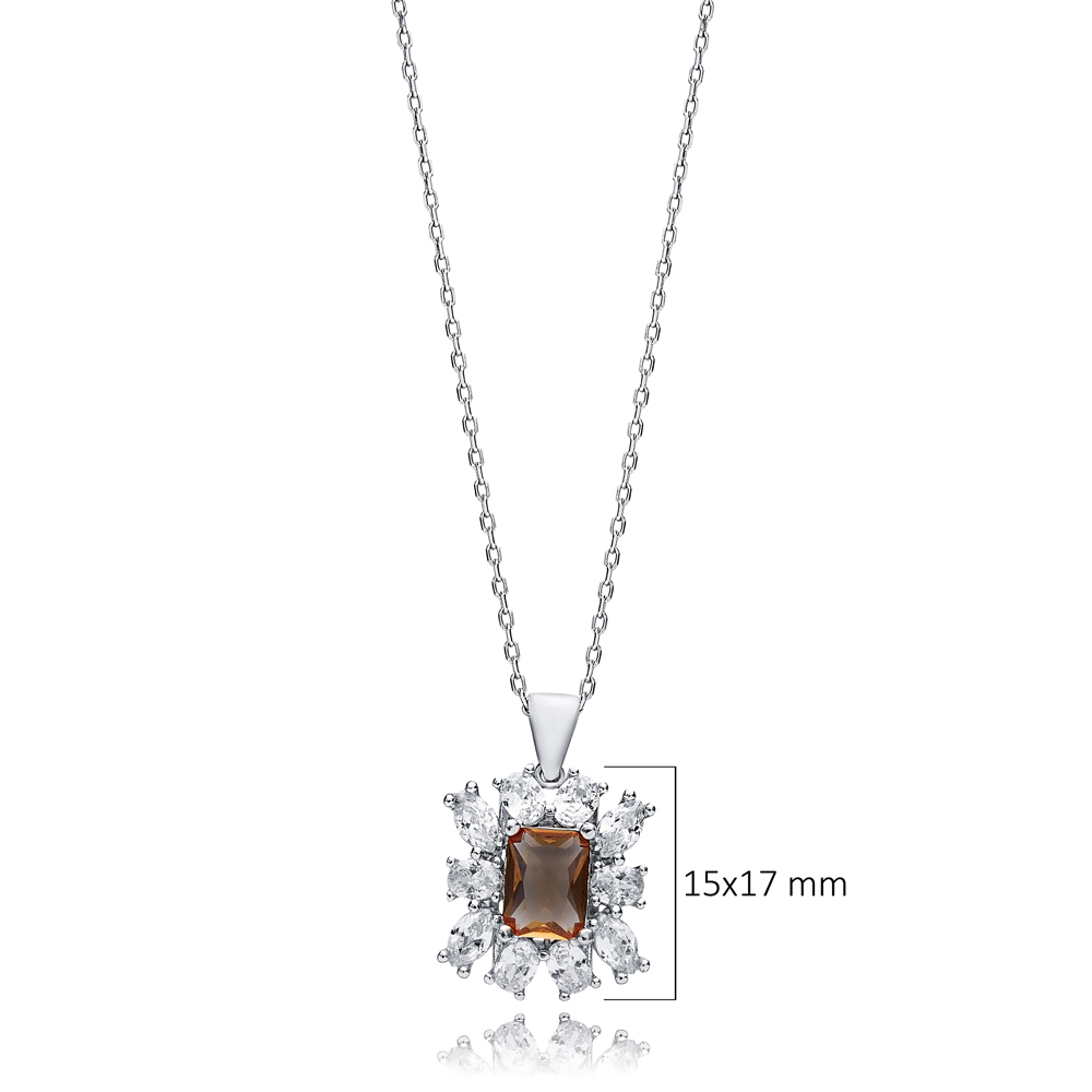 CZ Stone Baguette Stony Zultanite Necklace