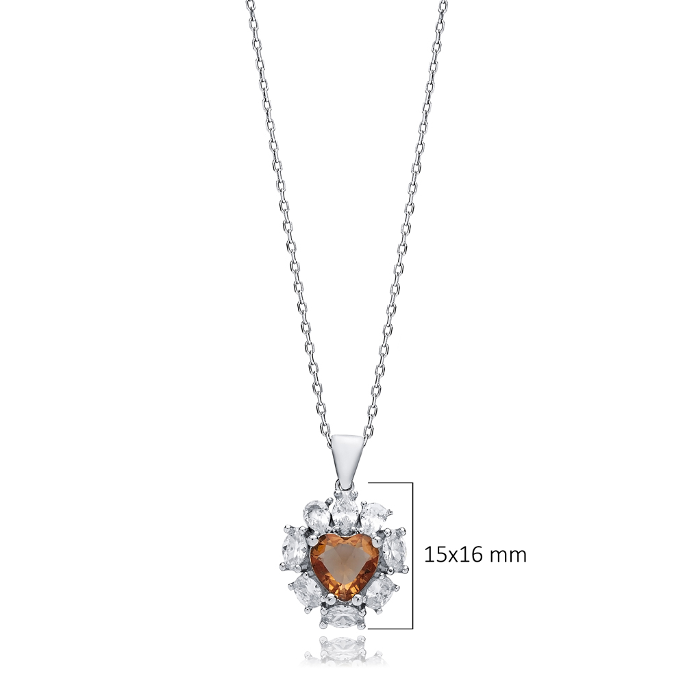 Heart Design CZ Stone Stony Zultanite Necklace