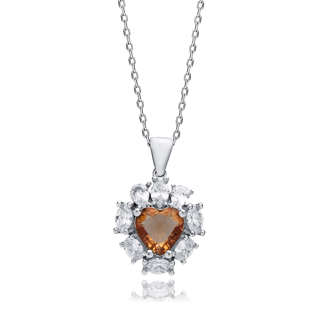 Heart Design CZ Stone Stony Zultanite Necklace