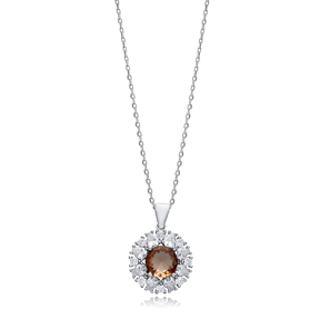 Round Design CZ Stone Stony Zultanite Necklace