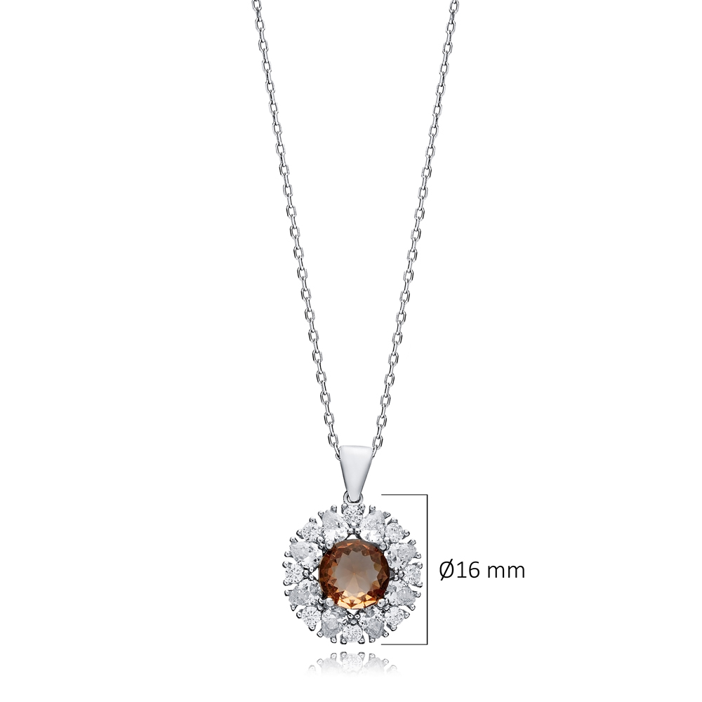 Round Design CZ Stone Stony Zultanite Necklace