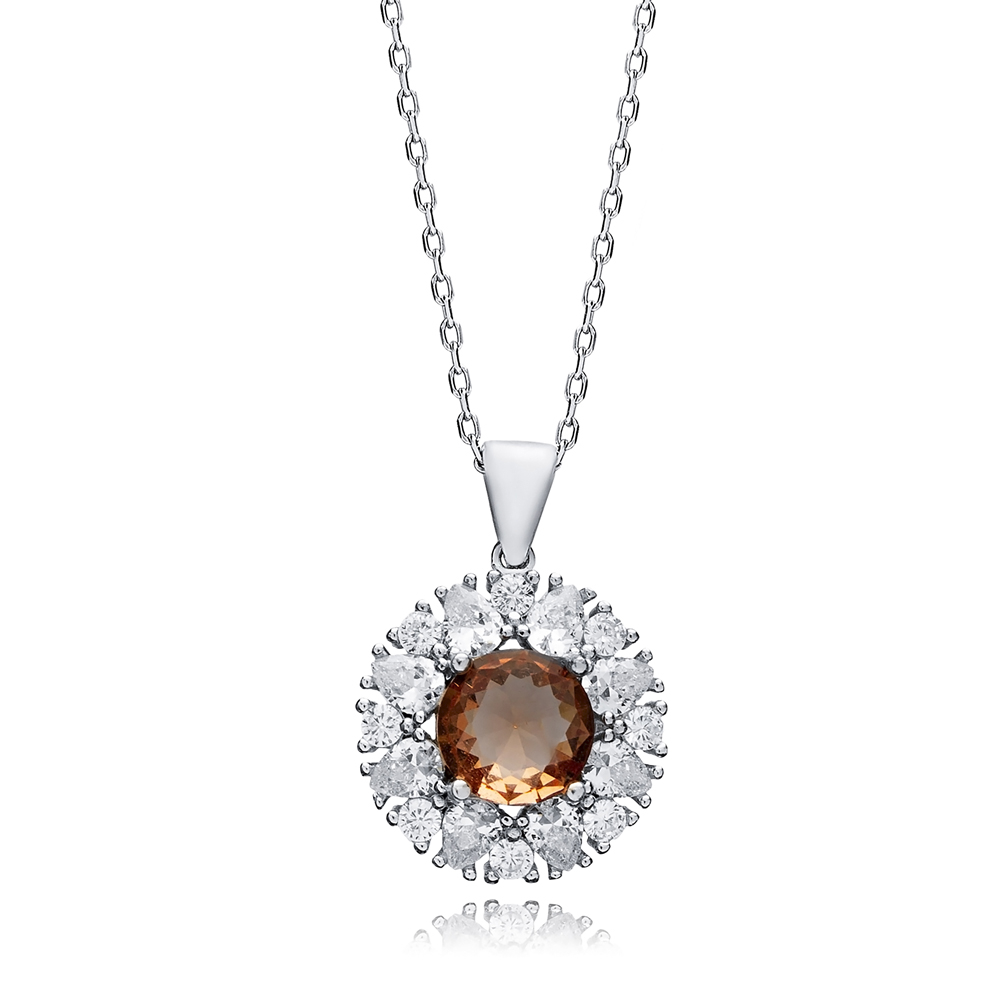 Round Design CZ Stone Stony Zultanite Necklace