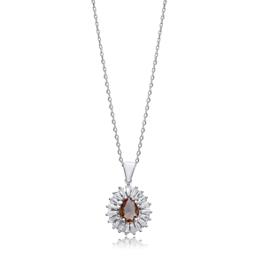 Pear Design Baguette Stony Zultanite Necklace