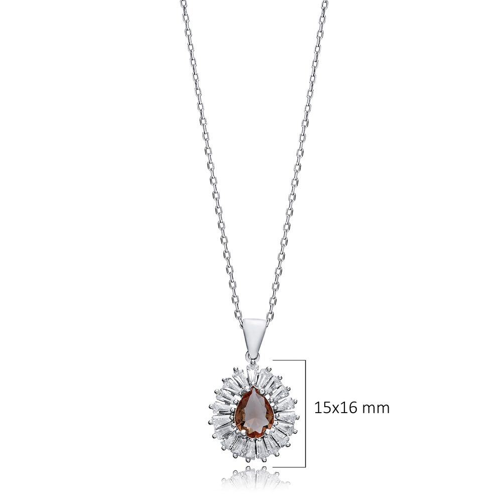 Pear Design Baguette Stony Zultanite Necklace