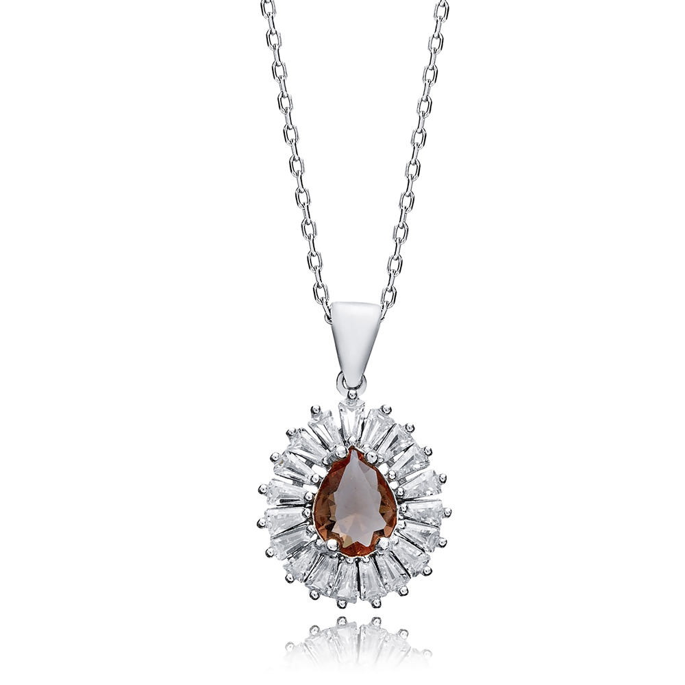 Pear Design Baguette Stony Zultanite Necklace