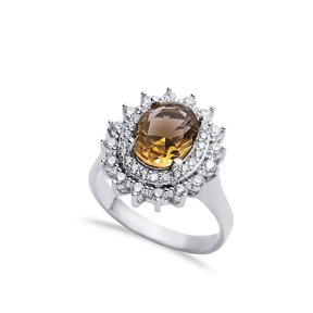 16x18 mm Oval Shiny CZ Stone Zultanite Ring