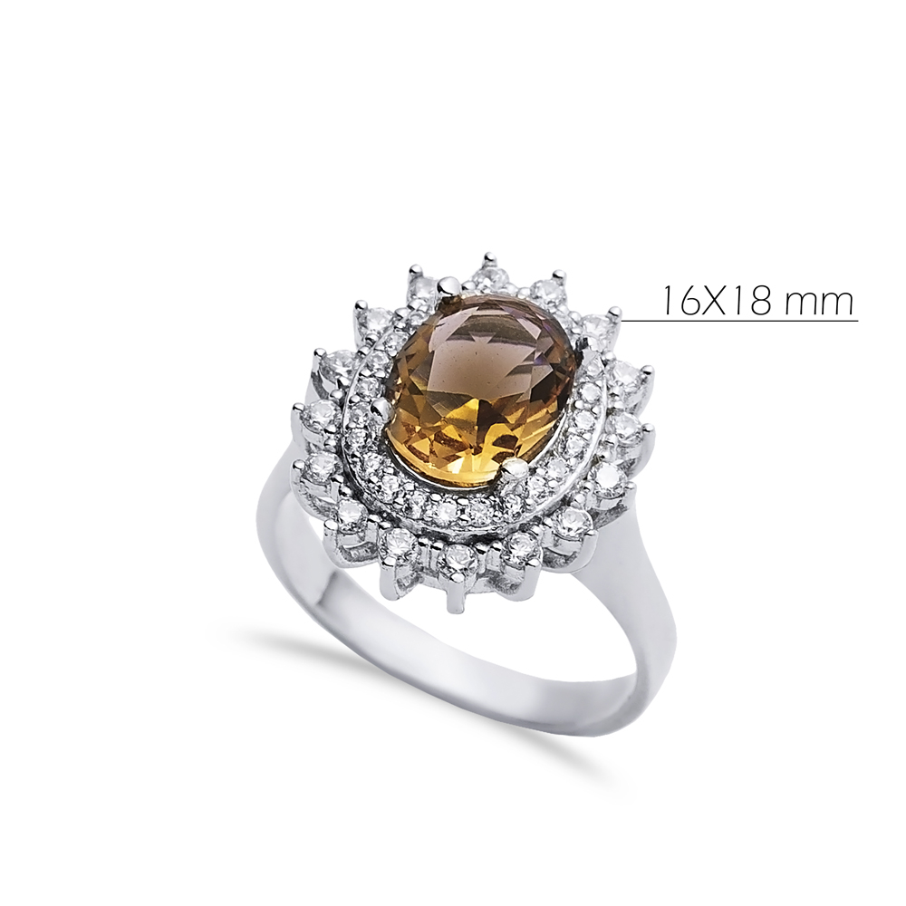 16x18 mm Oval Shiny CZ Stone Zultanite Ring