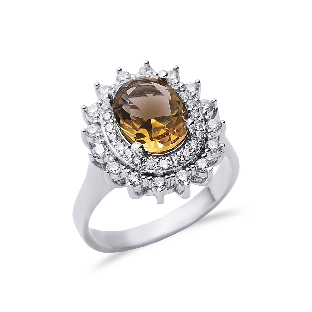 16x18 mm Oval Shiny CZ Stone Zultanite Ring