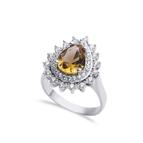 16x19 mm Pear Shiny CZ Stone Zultanite Ring