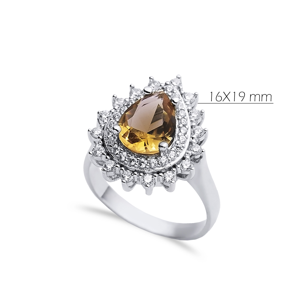 16x19 mm Pear Shiny CZ Stone Zultanite Ring