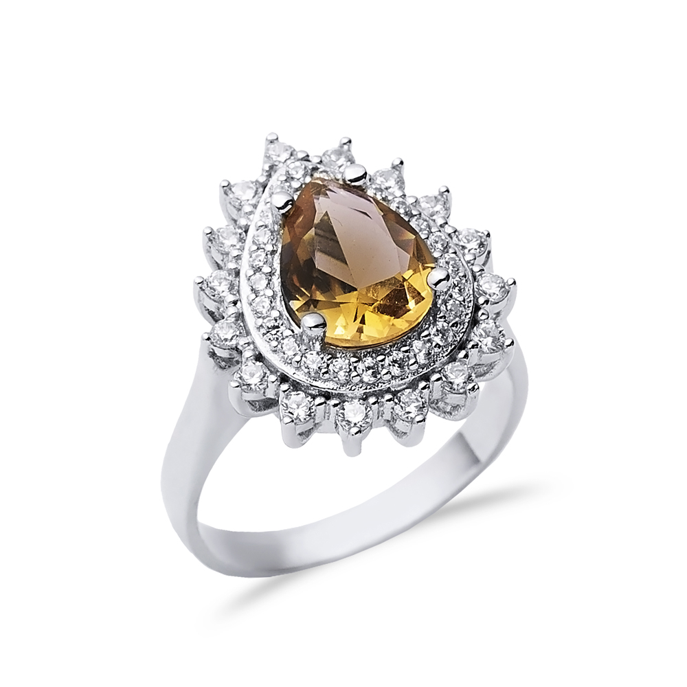 16x19 mm Pear Shiny CZ Stone Zultanite Ring