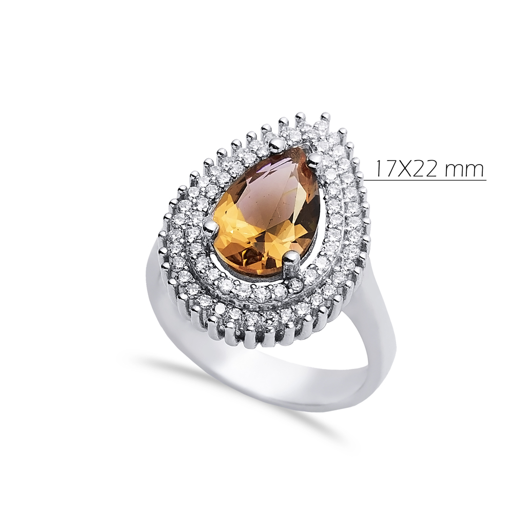 17x22 mm Pear Shiny CZ Stone Zultanite Ring