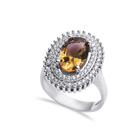 17x21 mm Oval Shiny CZ Stone Zultanite Ring