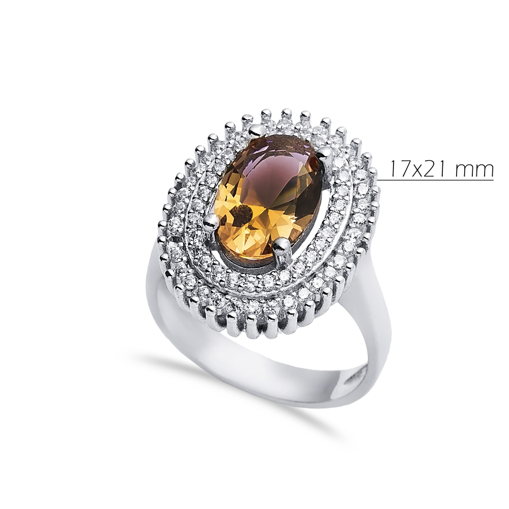 17x21 mm Oval Shiny CZ Stone Zultanite Ring