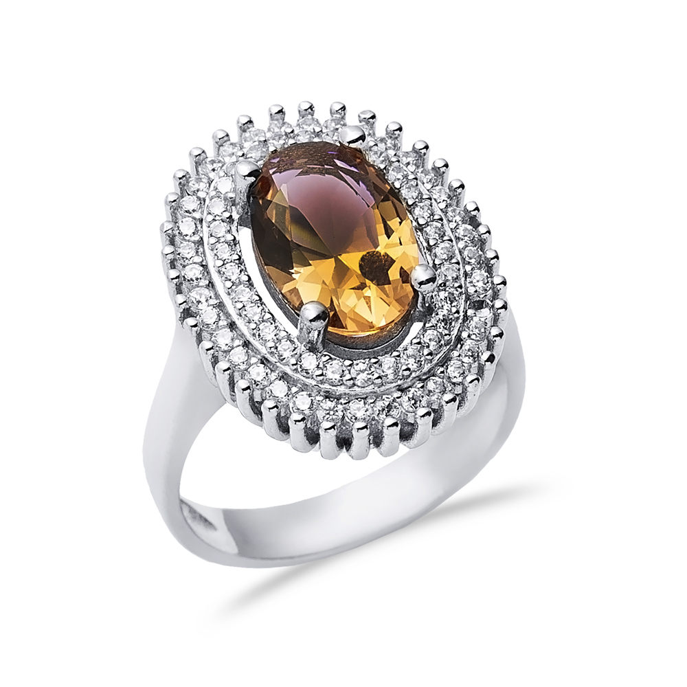 17x21 mm Oval Shiny CZ Stone Zultanite Ring