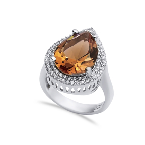18x22 mm Pear Shiny CZ Stone Zultanite Ring
