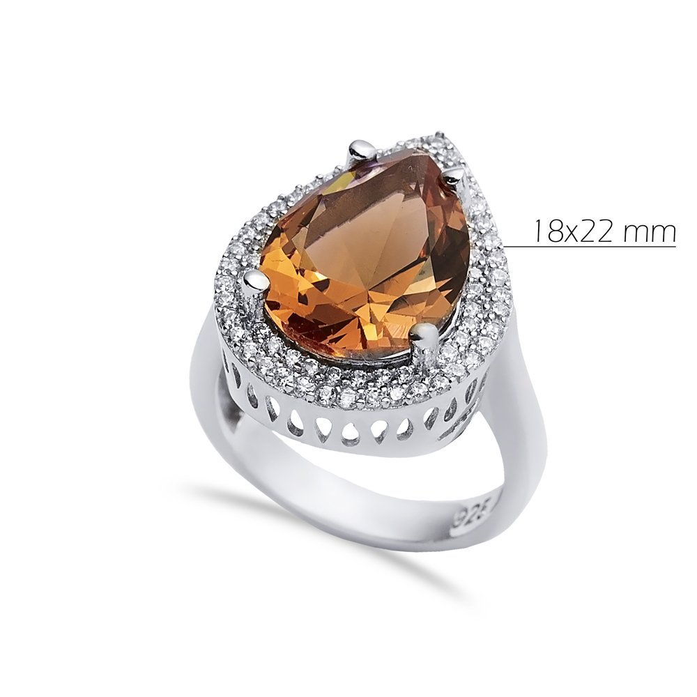18x22 mm Pear Shiny CZ Stone Zultanite Ring
