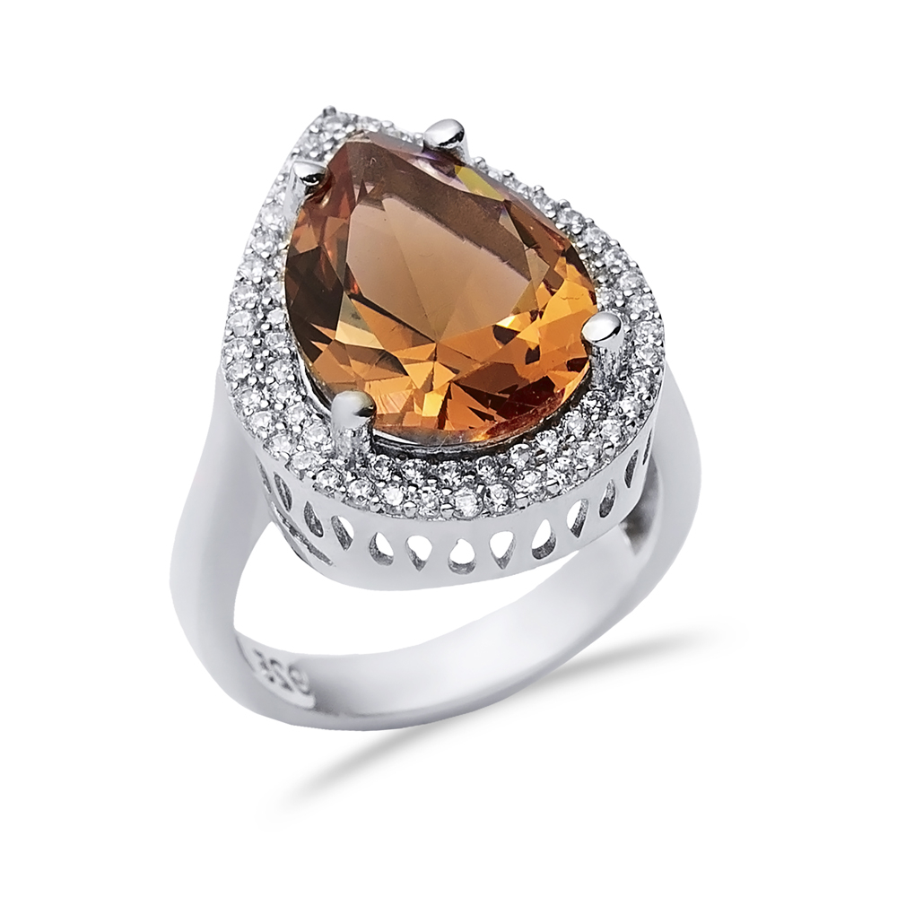 18x22 mm Pear Shiny CZ Stone Zultanite Ring