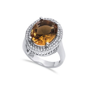 18x21 mm Oval Shiny CZ Stone Zultanite Ring