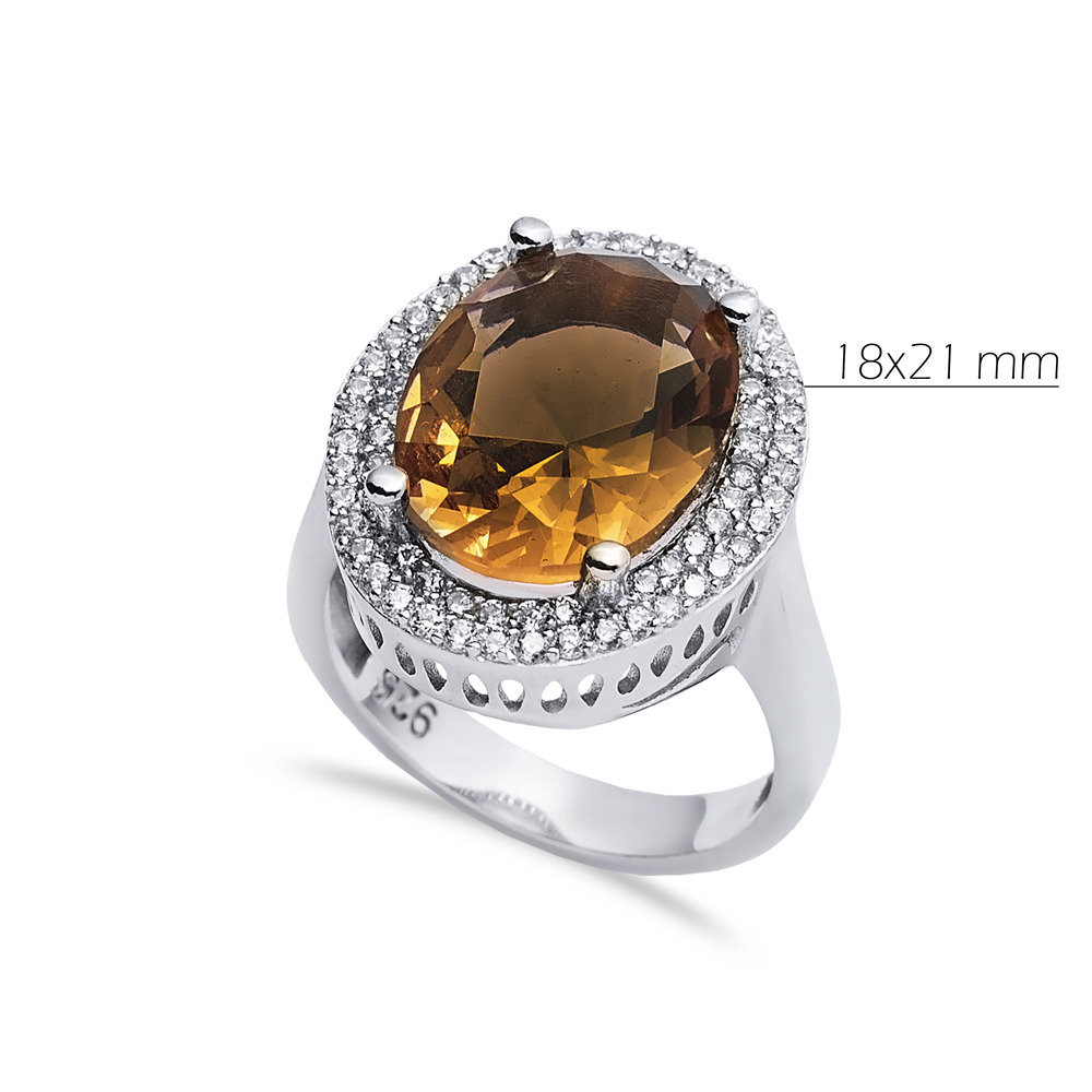 18x21 mm Oval Shiny CZ Stone Zultanite Ring