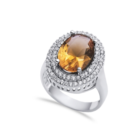 17x21 mm Oval Shiny CZ Silver Zultanite Ring